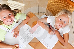 Children doing homework for school