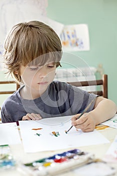 Children draw in home