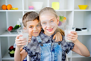Children drink milk