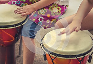 Children Drumming Detail