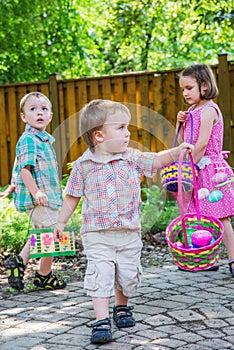 Children on an Easter Egg Hunt Outside