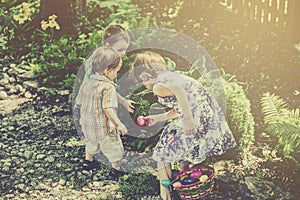 Children on an Easter Egg Hunt - Retro