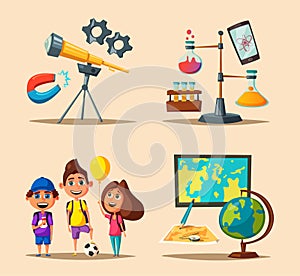 Children and education banner. Cartoon vector illustration