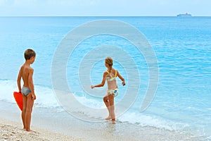Children on Egremni beach (Lefkada, Greece)