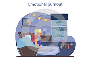 Children emotions. Child' emotional burnout. Exhausted primary student