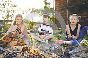 Children enjoy campfire photo