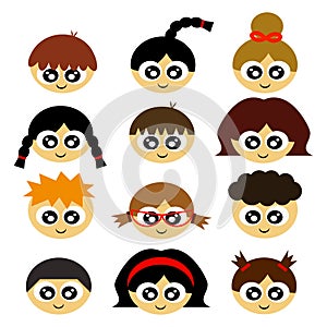 Children face icon set