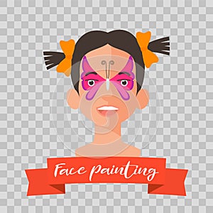 Children face painting vector illustrations