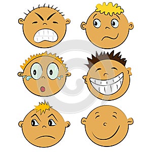 Children faces set. people emotions