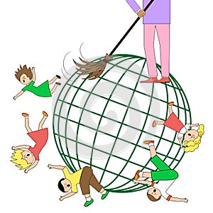 Children are falling from the globe.