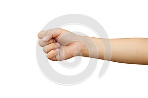 Children fist with clipping path. on white background. photo