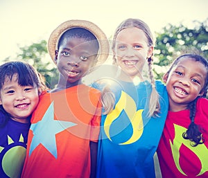 Children Friendship Bonding Outdoors Cheerful Concept photo