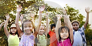 Children Friendship Togetherness Smiling Happiness Concept photo