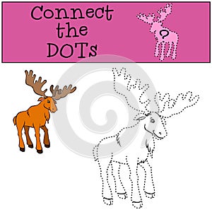 Children Games: Connect the Dots. Cute kind elk.