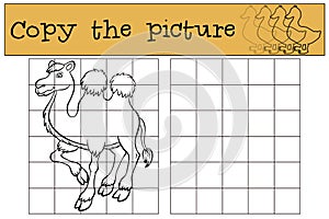 Children games: Copy the picture. Cute camel. photo