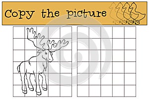 Children games: Copy the picture. Cute kind elk.