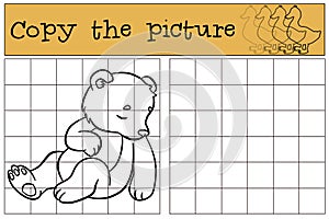 Children games: Copy the picture. Little cute baby bear sleeps.