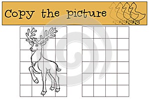 Children games: Copy the picture. Little cute deer.