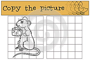 Children games: Copy the picture. Little cute mouse.