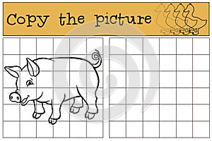 Children games: Copy the picture. Little cute pig.