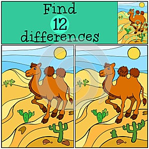 Children games: Find differences. Cute camel. photo