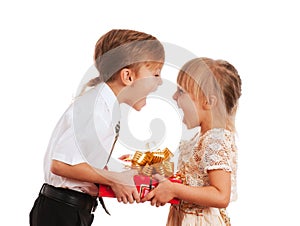 Children with gift box