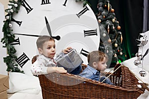 Children in wooden coach