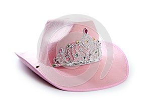 Children girl pink cowgirl crown hat