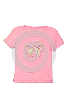 Children girl pink T-shirt isolated