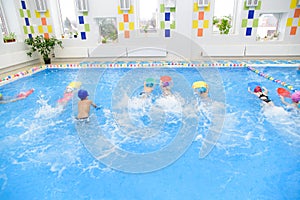 Children Group At Swimming Pool