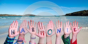 Children Hands Building Harmonie Means Harmony, Ocean And Sea