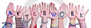 Children Hands Building Word Afterwork, Isolated Background