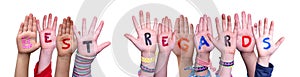 Children Hands Building Word Best Regards, Isolated Background