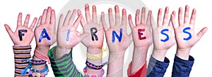 Children Hands Building Word Fairness, Isolated Background