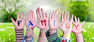 Children Hands Building Word Family, Grass Meadow