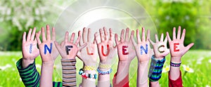 Children Hands Building Word Influence, Grass Meadow