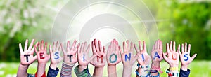 Children Hands Building Word Testimonials, Grass Meadow