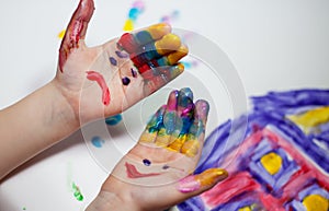 Children Hands doing Fingerpainting