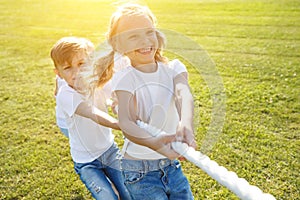 Children have fun playing in nature.