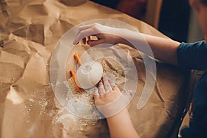 Children having fun with archaeology excavation