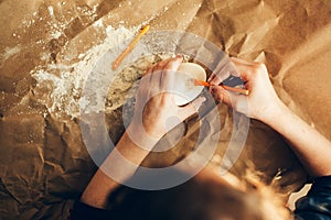 Children having fun with archaeology excavation