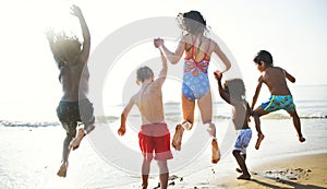 Children having fun on the beach