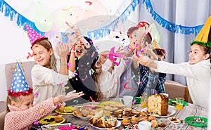 Children having fun during friendâ€™s birthday party