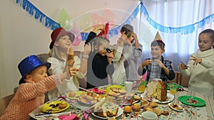 Children having fun during friendâ€™s birthday party