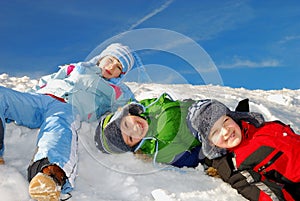 Children having fun in snow