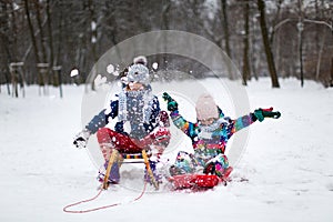 Children having fun in the snow