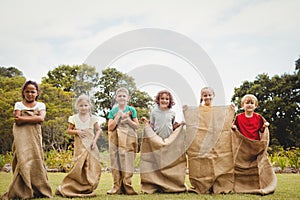 Children having a sack race