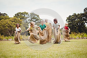 Children having a sack race