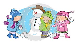 Children having snowball fight