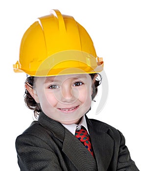 Children with helmet like a engineer